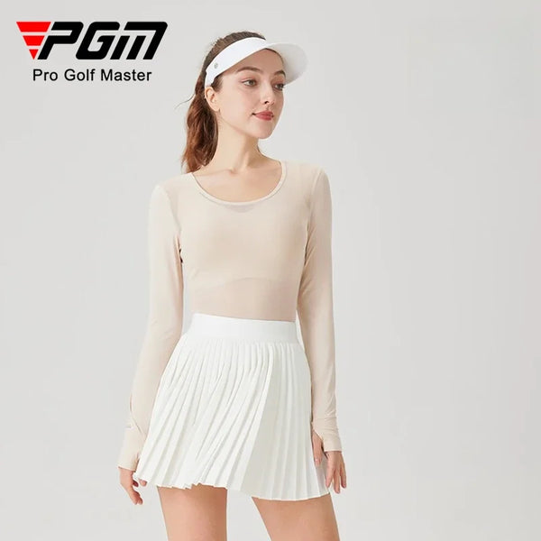 PGM Women Golf Summer Ice Silk Sunscreen Coat with Meat Color Base and Breathable Long Sleeve T-shirt YF799