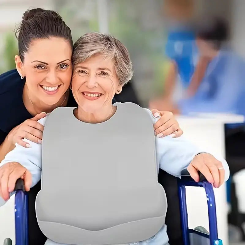 1pcs random Large Adult Bib – 6 Adjustable Sizes, Waterproof & Easy Clean, Soft 3D Design for Senior Home Care