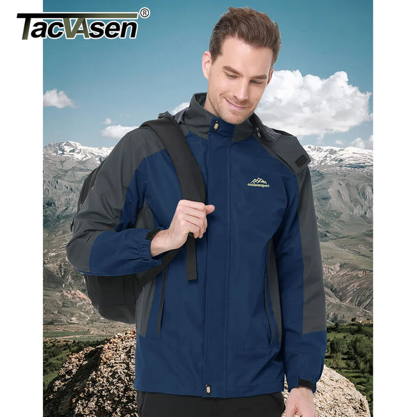TACVASEN Lightweight Outdoor Jackets Mens Waterproof Rain Jacket Mesh Lined Breathable Fishing Hiking Jacket Man Windbreaker