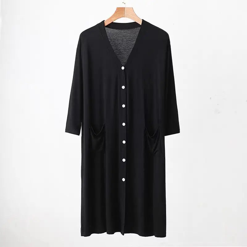 Modal Women's Nightgown Button Design Night Dress Woman Nightie Summer One Piece Pajamas Nighty Loose Nightwear Ladies Sleepwear