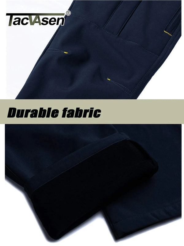 TACVASEN Winter Thermal Fleece Lined Pants Men's Waterproof Climbing Pants Multi-pockets Windproof Hiking Outdoor Warm Trousers