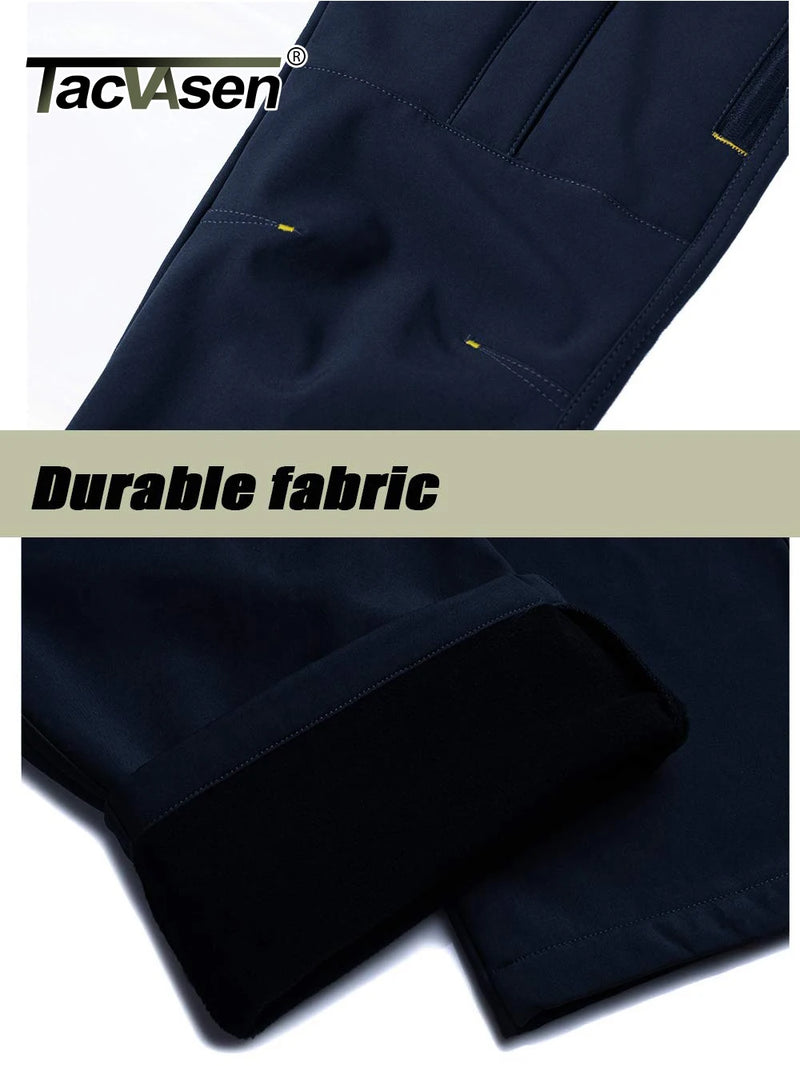 TACVASEN Winter Thermal Fleece Lined Pants Men's Waterproof Climbing Pants Multi-pockets Windproof Hiking Outdoor Warm Trousers