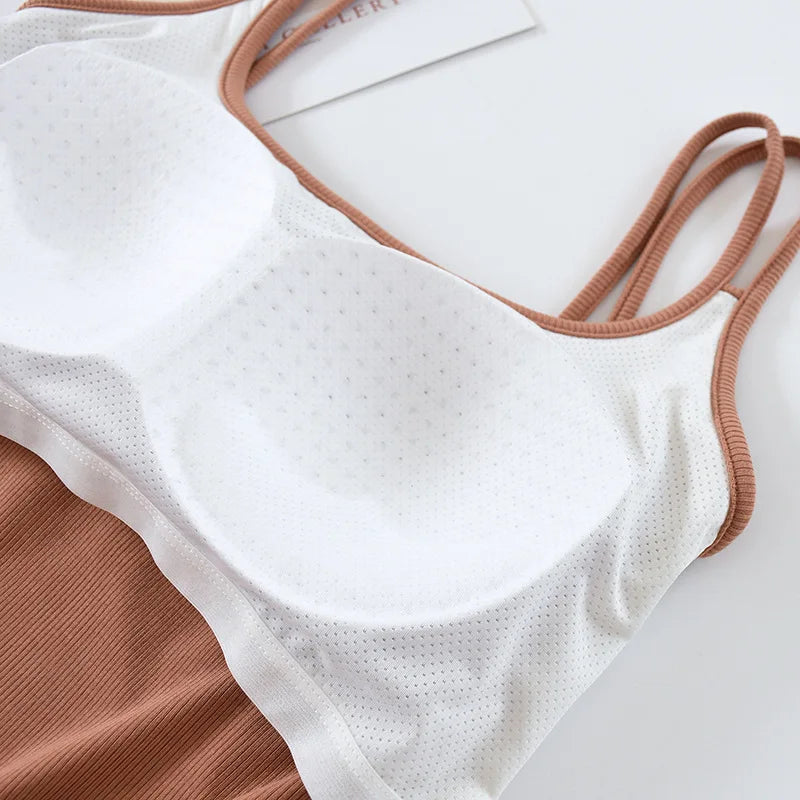 New Modal Soft Sleepwear Top for Women Breast Pad Sexy One Piece Pajamas Sling Sleeveless Vest Bottoming Wear Night Underwear