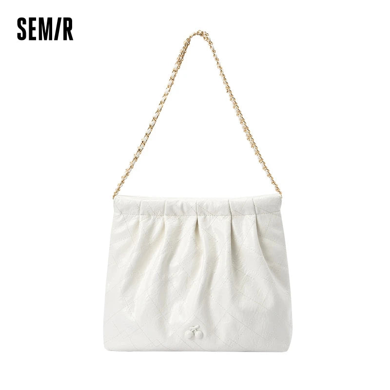 Semir Bag Single Shoulder Bag Women Design Sense Pleated Diamond Chain Bag Elegant Large Capacity Handbag