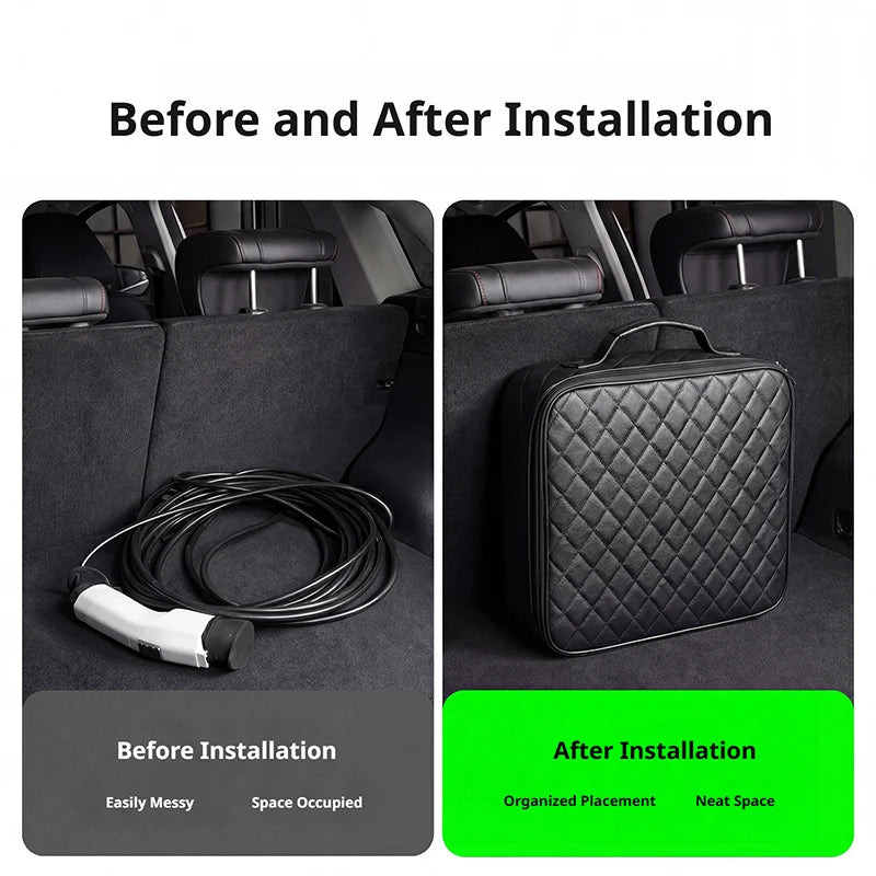 SEAMETAL Electric Car Charger Box Waterproof Car Rechargeable Gun Organizer Tool Storage Bag Handbag for Car Charging Cable Case