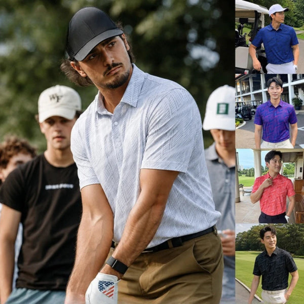 PGM Golf Men's Summer Short sleeved T-shirt Printed Polo Shirt Mesh Breathable Moisture Absorbing Quick drying Sports Top YF913