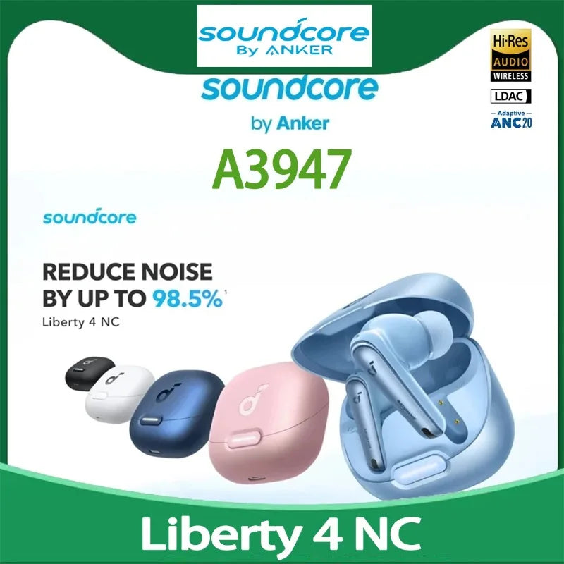 កាសស្តាប់ត្រចៀកឥតខ្សែ Soundcore Liberty 4 NC កាត់បន្ថយសំឡេងរំខាន 98.5% សំឡេង LDAC Hi-Res ថ្មប្រើប្រាស់បានយូរ