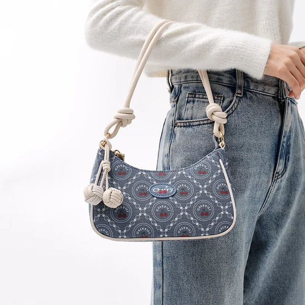 Semir Bag Underarm Bag Women 2024 New Sweet Cherry Print Crossbody Bag Small Cute Textured Handbag