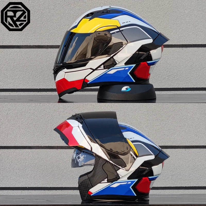 Motorcross Flip Up Helmets with Wide View Clear Visor ABS Shell Full Face Cyril Motor Helmet For Adult DOT Approved