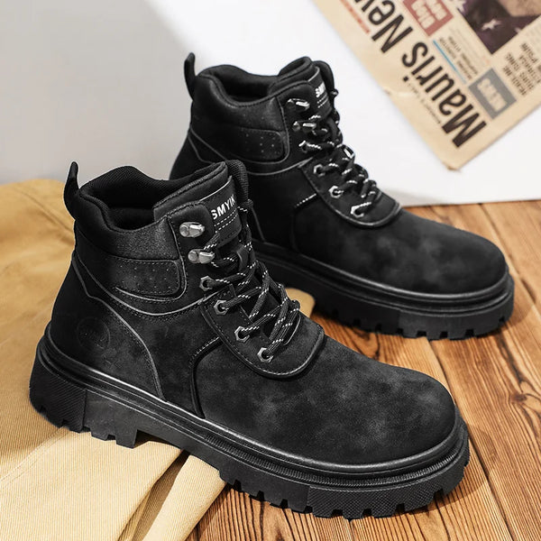 Men's boots autumn winter new fashion casual yellow boots anti slip soft sole comfort outdoor boots youth high top tooling boots