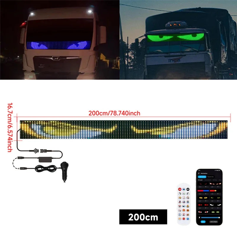 APP Control Truck Devil Eye LED Matrix Pixel Panel Graffiti Scrolling Text Soft Foldable Lighting Board Windshield Decor Display