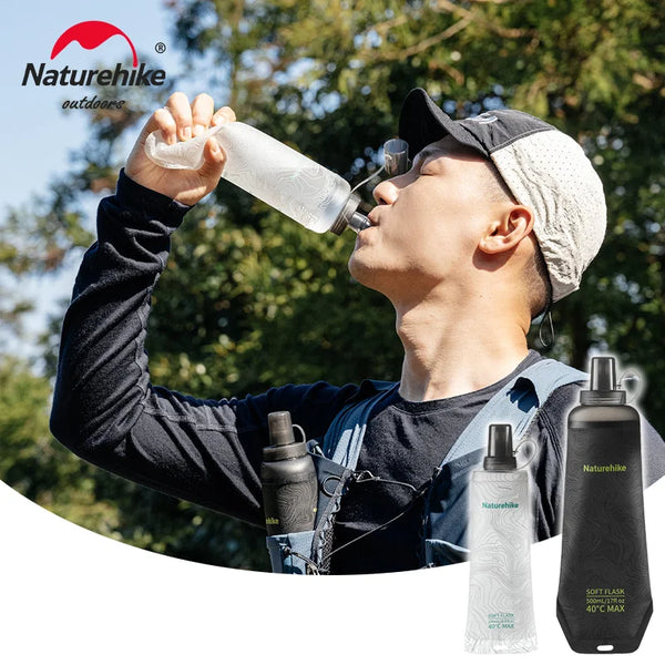 Naturehike Soft Water Bottle TPU Silicone Folding Nozzle Ultralight Hiking Outdoor Squeeze Spray Pocket Supplies Kettle Backpack
