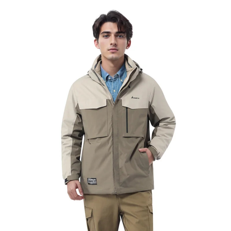 HUMTTO Outdoor Down Windbreaker Coats Warm Camping Hiking Jackets Autumn Winter Men's Jacket Waterproof Sports Hunting Jacket