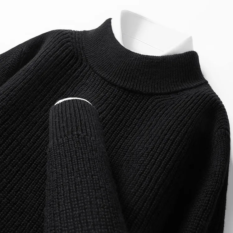 Men's 100% Merino Wool Crew-Neck Sweater -  Soft Textured Knit Business Casual Pullover Sweatshirt