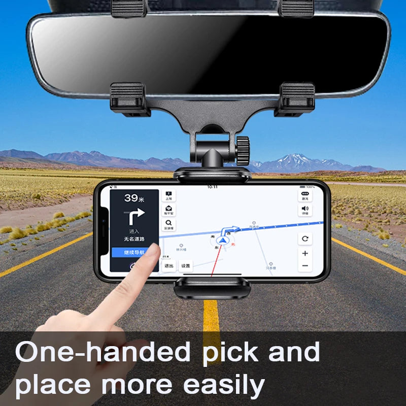 SEAMETAL Car Rearview Mirror Phone Holder 360 Rotation Car Phone Mount Stable Smartphone Navigation Bracket for Car Accessories