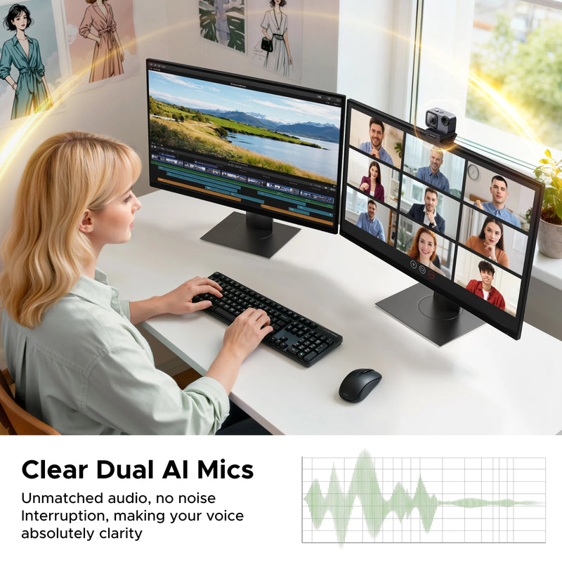 UGREEN FineCam Pro AI Smart PC 2K 4K Webcam, Auto Framing AI Noise-Canceling Mic PDAF Focus,Gesture Control for Streaming Camera
