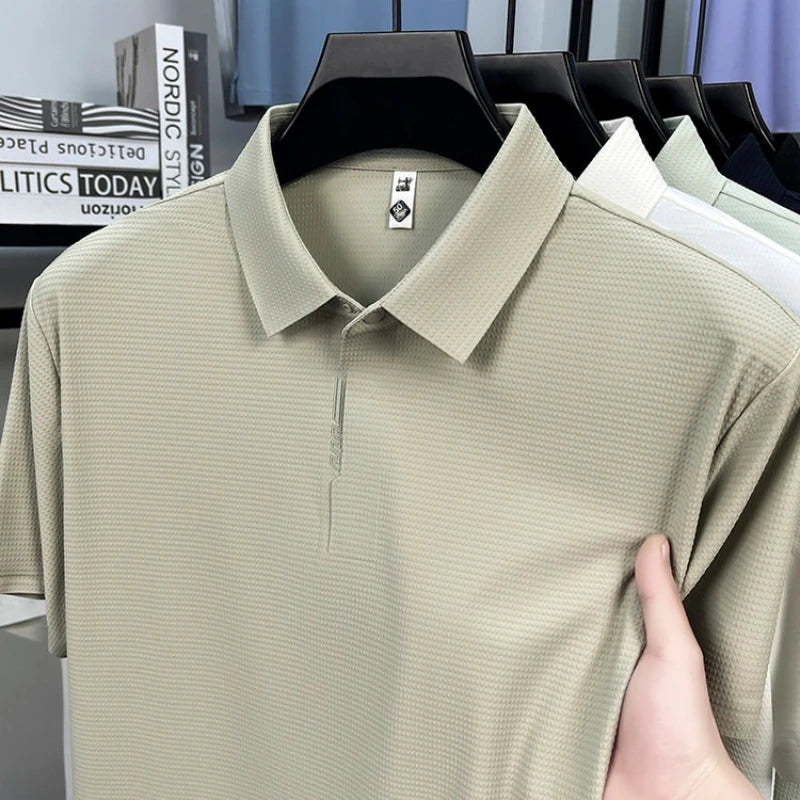 Men's Polo Shirt - UV 50+ & 10A Antibacterial, 180g Breathable Textured Fabric, Cooling Quick-Dry