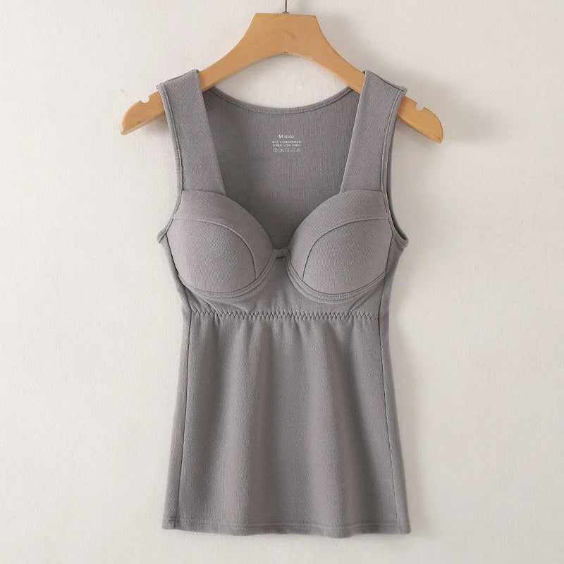 Thermal Vest German Velvet Chest Pad Underwear Bottoming Shirt Women Autumn Winter Sleepwear Top One Piece Pajamas Lingerie