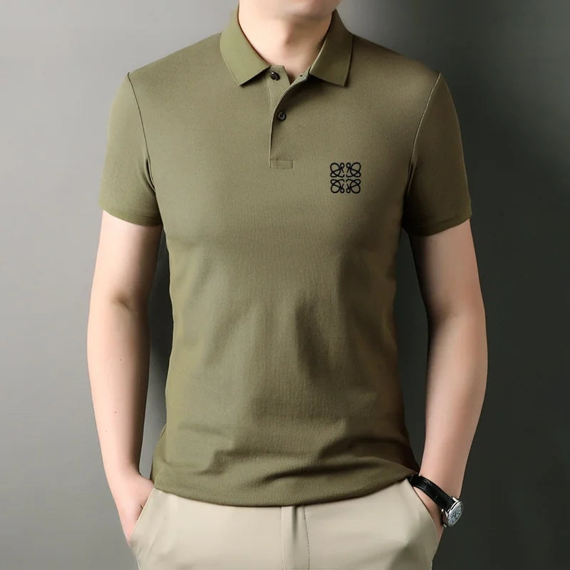 Men's Summer Luxury Brand Cotton 100% Polo Shirt Lapel Printing Short Sleeves T-Shirt Business Leisure Ventilate Men's Clothing