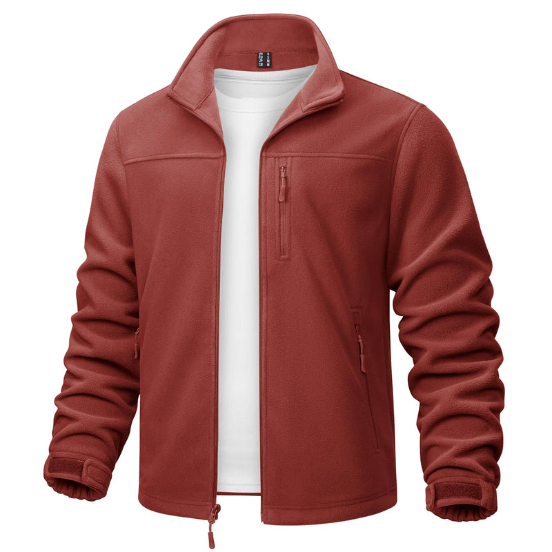 TACVASEN Stand Collar Fleece Jackets Mens Thermal Warm Full Zip Work Jacket Outdoor Trekking Hiking Jackets Windbreaker