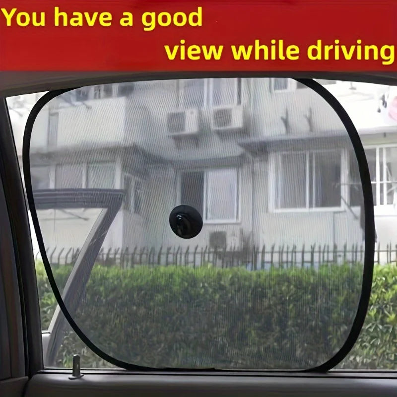 2pcs Car Sunshade, Electrostatic Window Insulation Mesh, Roll-Up Front Side Window Shade for Vehicle Cooling and Heat Reduction