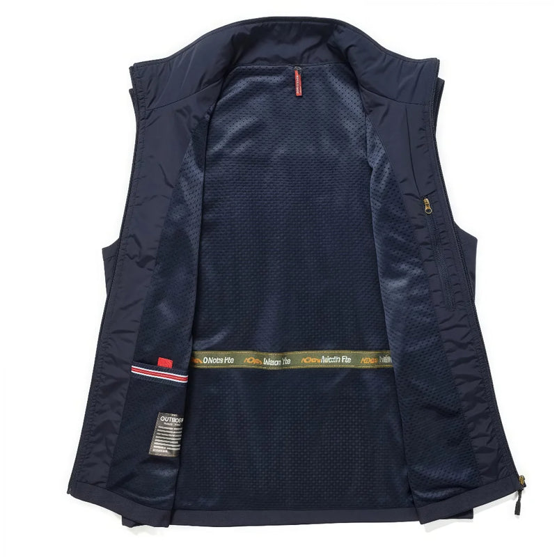 Men's Casual Multi-Pocket Jacket Summer Breathable Net Fishing and Photography Outerwear Business Advertising Vest