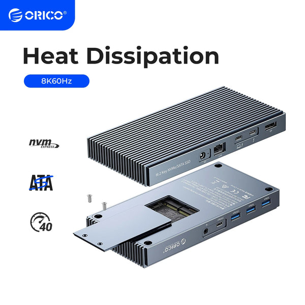 ORICO M.2 NVMe NGFF SSD Case with Thunderbolt 3 Dock Station Splitter Type C USB USB3.1 40Gbps Adpter HDMI-compatible SATA HUB