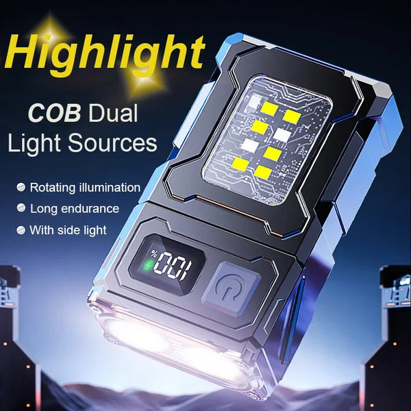 ពិល COB ពហុមុខងារថ្មីដែលអាចលៃតម្រូវមុំបាន LED ពិលក្រៅផ្ទះ ភ្លើងកូនសោរចល័ត ចង្កៀងព្រមានម៉ាញេទិកសម្រាប់បោះតង់