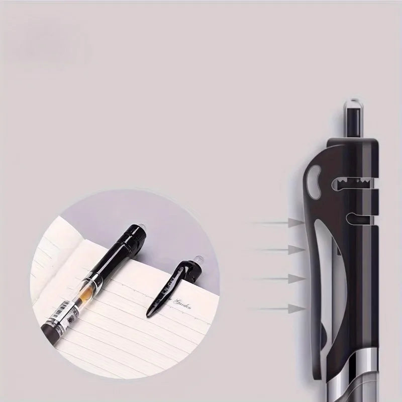 10pcs press-type Gel Pen Set,Point 0.5Mm,Retractable Plastic Round Body,Black/Blue/Red Ink,for School And Office Stationery.