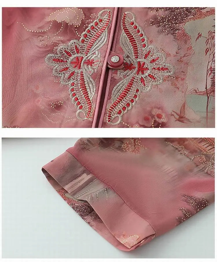 ឈុតគេងសម្រាប់ស្ត្រី XL-5XL បោះពុម្ពបែបវីនថេច សម្លៀកបំពាក់យាយធម្មតា រដូវស្លឹកឈើជ្រុះ រដូវរងា ឈុតសម្លៀកបំពាក់នៅផ្ទះពីរដុំ ឈុតសម្រាប់ម្តាយវ័យកណ្តាល