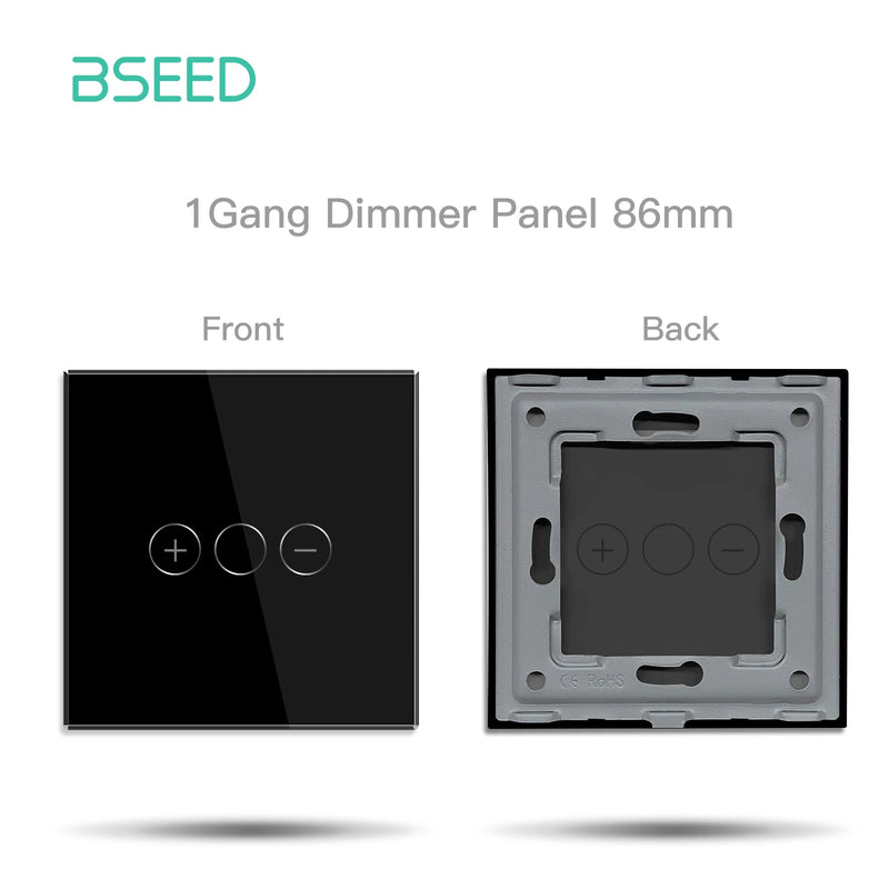BSEED Single Wall Touch Switch Panel 1/2/3Gang For Light Switch Crystal Glass DIY Parts EU Standard 86*86mm Metal Base Included