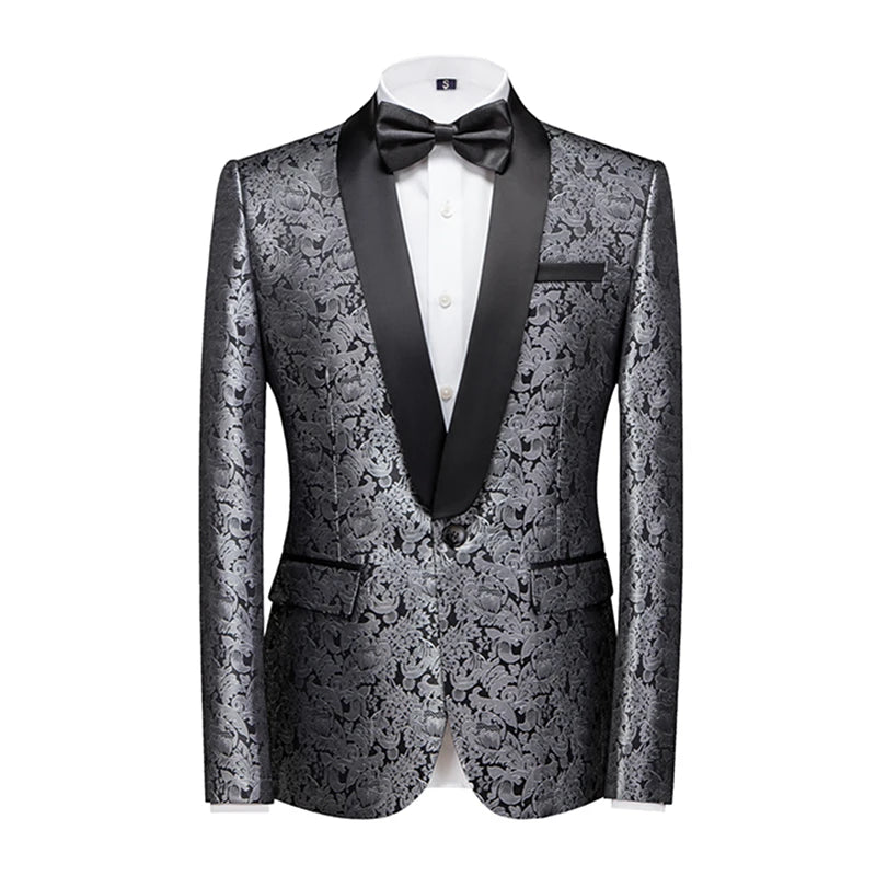2026 New Men's Pink Embroidered Suit Jacket, Wedding Party Dress Coat, Fashionable Slim Male Blazers, Asian Size M-5XL 6XL