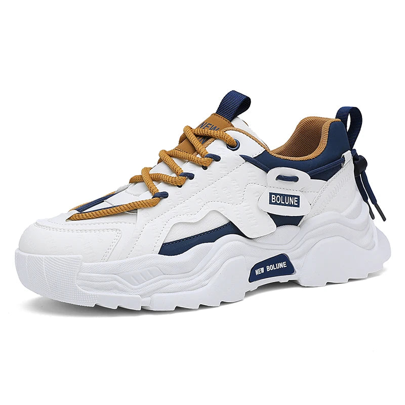 Mens Running Shoes 2026 New Classic Soft Leather Cosy Breathe Thick Sole Anti Slip Fashion Versatile Casual Commuting Sneakers
