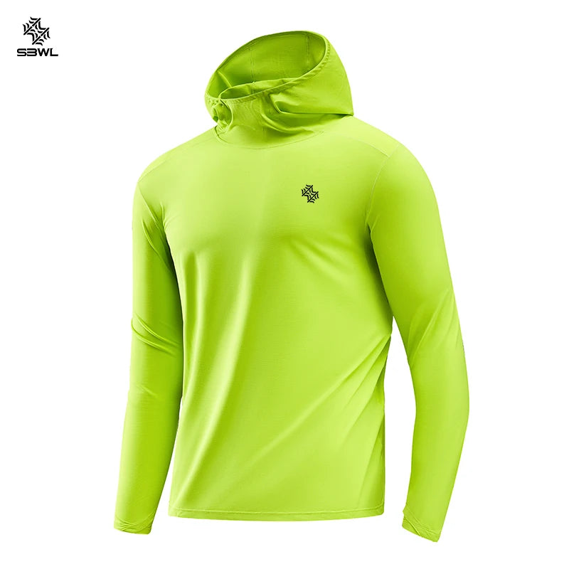 SBWL Women's/Man's Outdoor Mountaineering Sport T-Shirt Breathable Hooded Long-Sleeved Fitness Sweatshirt Tops for Summer/Autumn