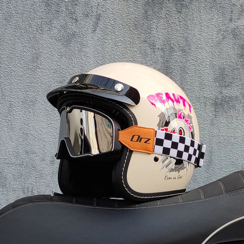 ORZ High-Quality Motorcycle Retro Helmet 3/4 Semi Covered Helmet Couple Scooter Cascos Para Moto Capacetes De Moto