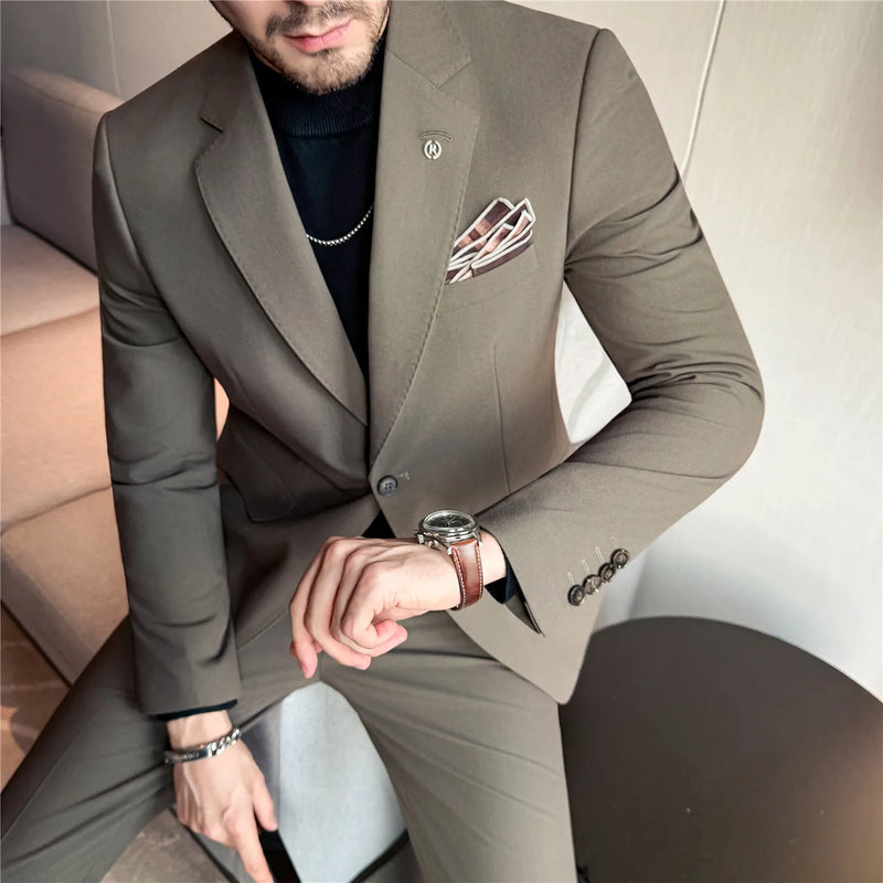 Non-Iron Two-Piece Suit ( Jacket + Pants ), Wrinkle-Resistant Formal Wear, Premium Woven Fabric Business Occasion Wedding