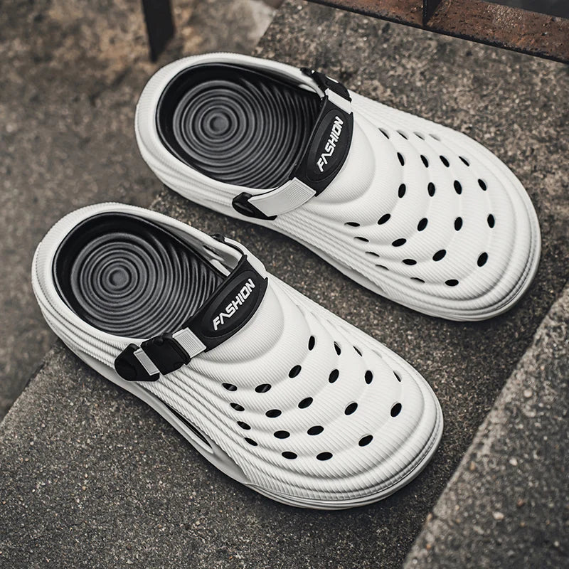 Men's Casual Hole Shoes Summer New Breathable Soft-Sole Non-Slip Unisex Outdoor Beach Shoes Fashion Sports Dual-Purpose Slippers