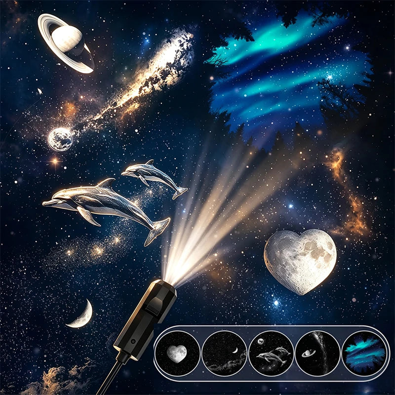 ភ្លើងបញ្ចាំង USB អំពូល LED ពេលយប់ 5V ភ្លើងពេលយប់ដោត USB រចនាលំនាំផ្កាយ Galaxy បុណ្យណូអែល ការបញ្ចាំងសម្រាប់ពិដានជញ្ជាំង