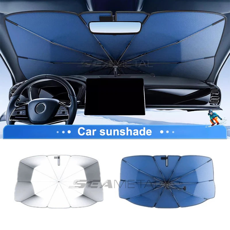 SEAMETAL Car Sunshade Umbrella Car Sun Shade UV Protector Parasol Summer Auto Front Windshield Protection for Car Accessories