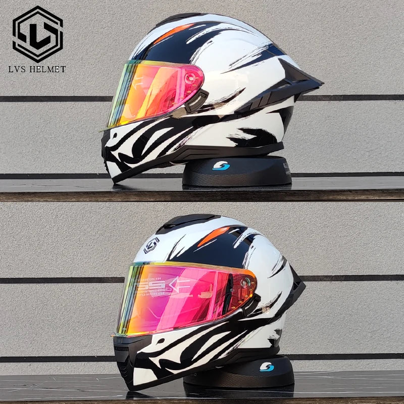 Motorcycle helmet, men's and women's dual mirror full face helmet, motorcycle sports car, all season full face helmet LVS-703