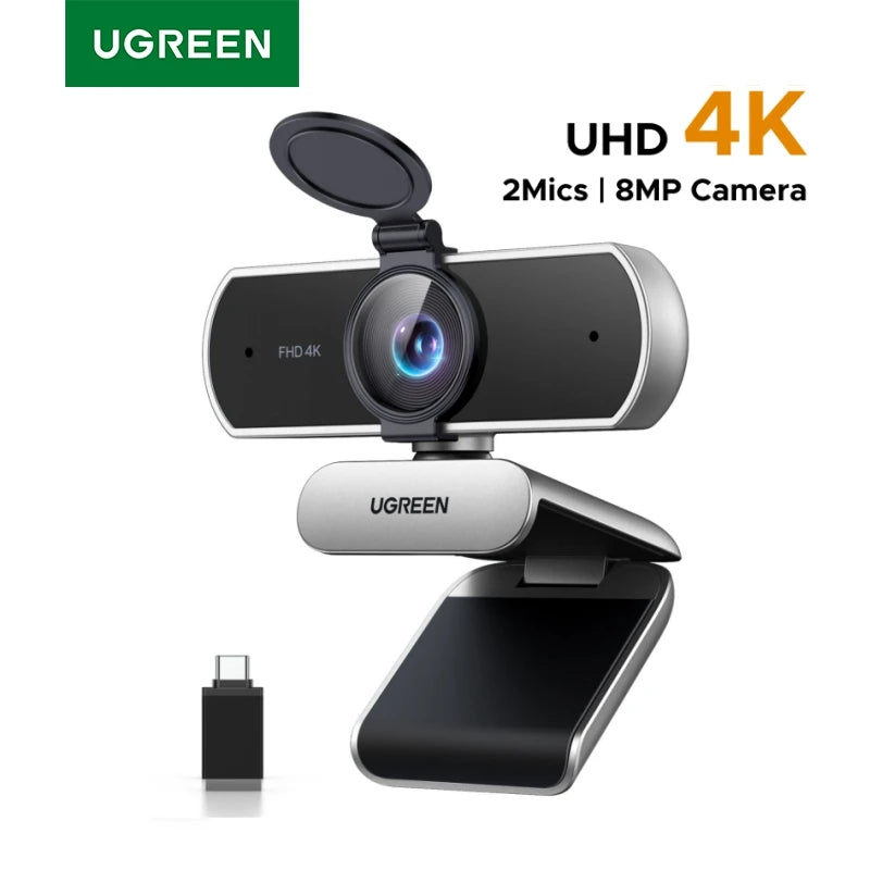 UGREEN 4K FHD Webcam 8MP for PC, PDAF Auto Focus, Dual AI Noise-Cancelling Mics, Web cam Camera Works for Zoom/Teams/Google Meet