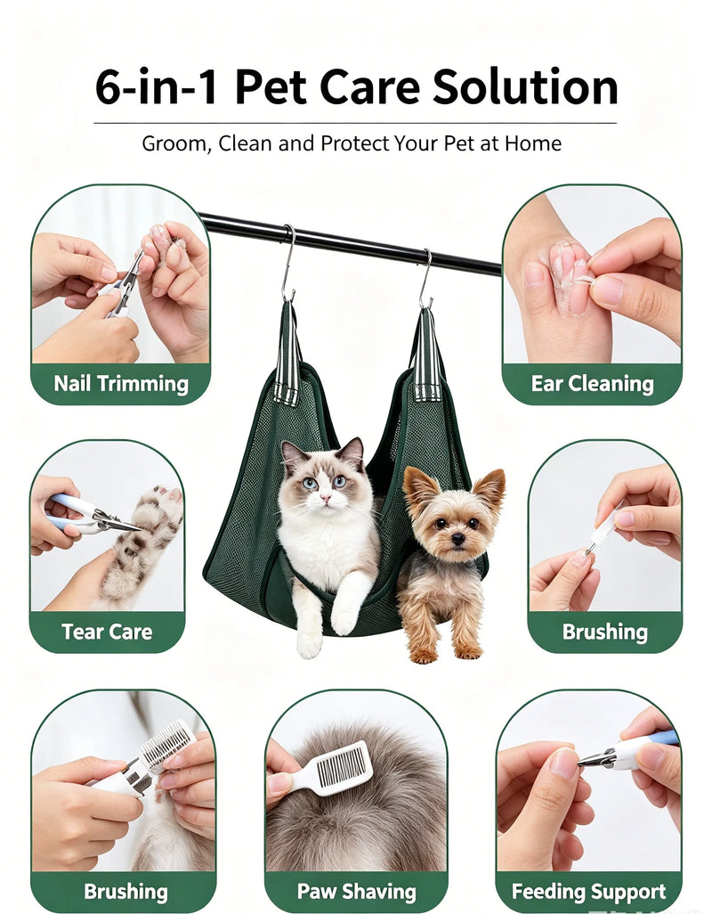 Cat and Dog Nail Clipping Tool Hammock for Pet Grooming, Anti-Scratch and Anti-Bite Fixation Accessories
