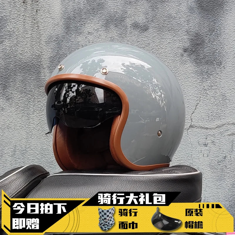 Retro Half Helmet Motorcycle Helmet Women's Motorcycle three-quarters Male American Cruising Motorcycle Half Helmet