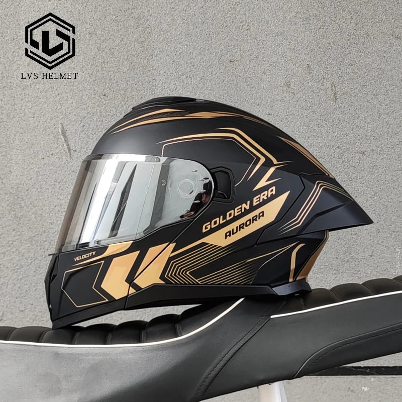 Modular Flip Up Motorcycle Helmet Dual Visor Big Rear Spoiler DOT Approved Full Face Motorbike Racing Safety Helmet Casco Moto