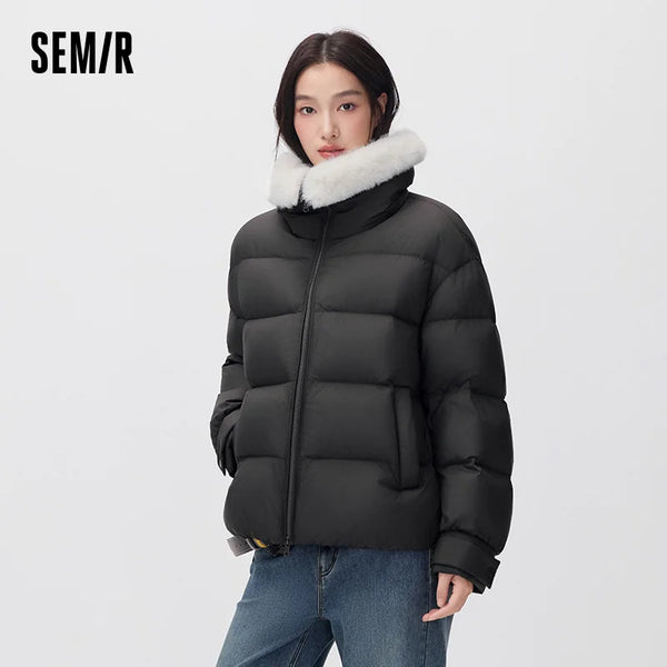 អាវក្រៅ Semir សម្រាប់ស្ត្រី កអាវទន់ ៩០ ភាគរយ ការពារទឹក រចនាបថតិចតួច ស្ទីលតិចតួច អាវក្រៅ Puffer ថ្មីឆ្នាំ ២០២៦