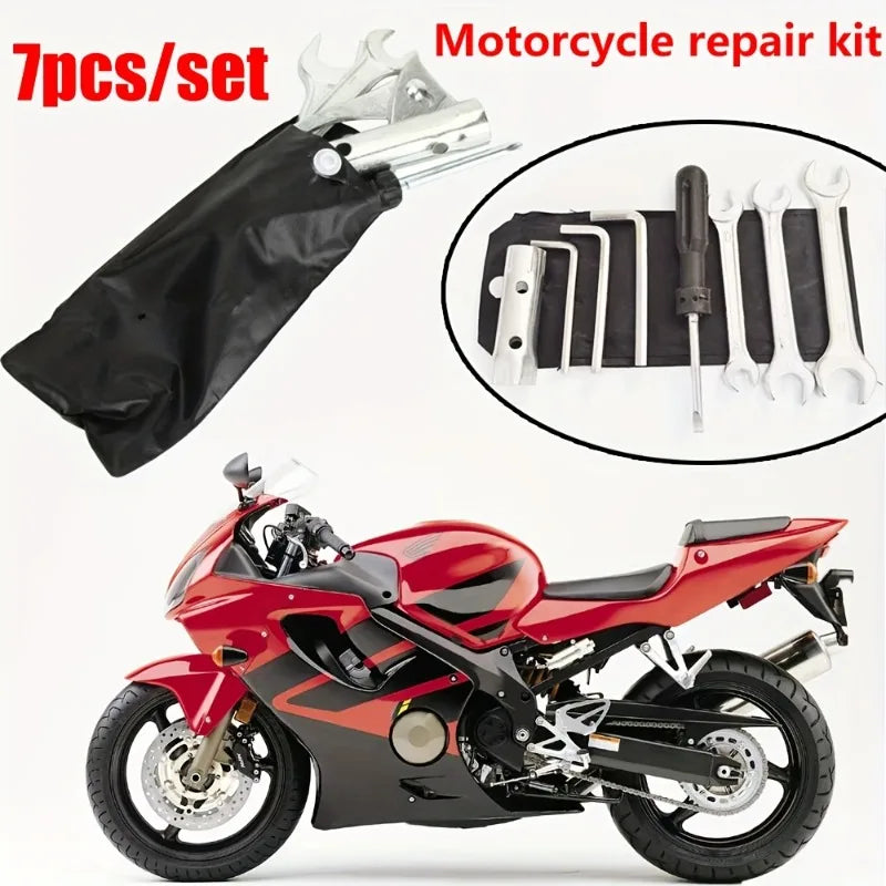 7pcs/set Motorcycle Repair Kit with Storage Bag,electric vehicle tool accessories,Suitable for all models of motorcycles.