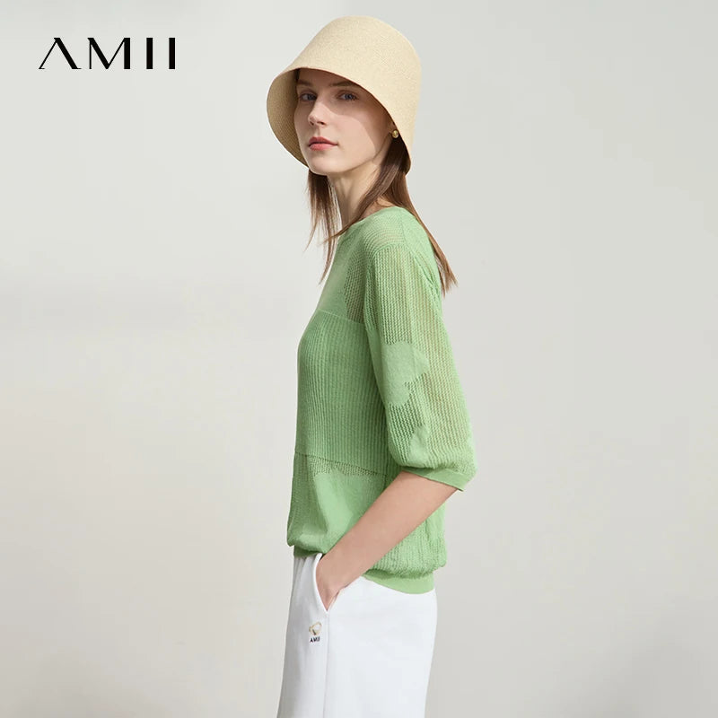 អាវយឺតកមូលសម្រាប់នារី Amii Minimalist រដូវក្តៅឆ្នាំ ២០២៦ ថ្មី ដៃខ្លីស្តើង រលុង សម្រាប់ធ្វើដំណើរ 12542049