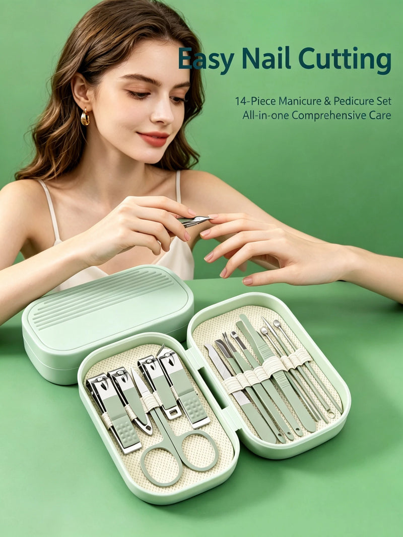 Nail Clipper Set, Nail Clipper, Ear Scoop, Home Nail Tools, Clippers, 14-Piece Set, Box for Removing Dead Skin
