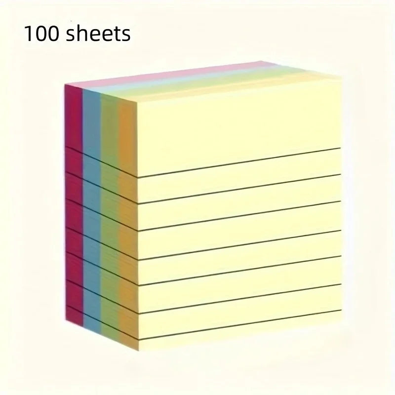 100sheets Horizontal Line Colored Sticky Notes,Tearable Student Message Memo Paper.-Office Stationery Memo Pad.notepad.