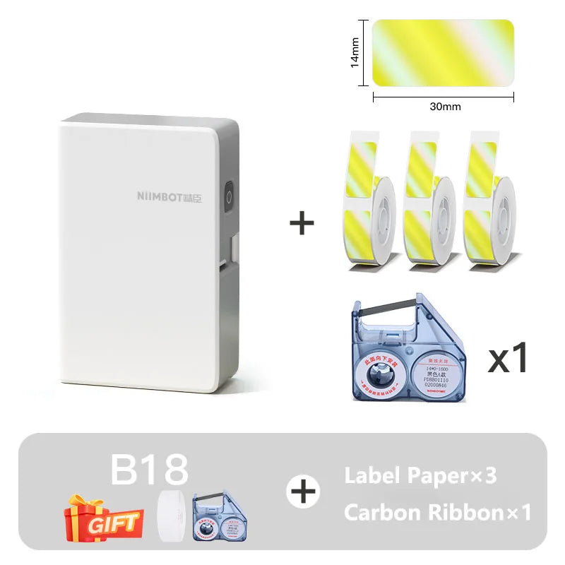 NIIMBOT N1/B18 Mini Portable Label Printer Thermal Transfer Pocket Label Maker With Long Life Ribbon And PET Stickers Gift